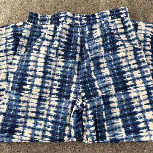 Chico's Linen Blend Wide Leg Pants Blue White Tie Dye 1.5 US 10 - Picture 6 of 6